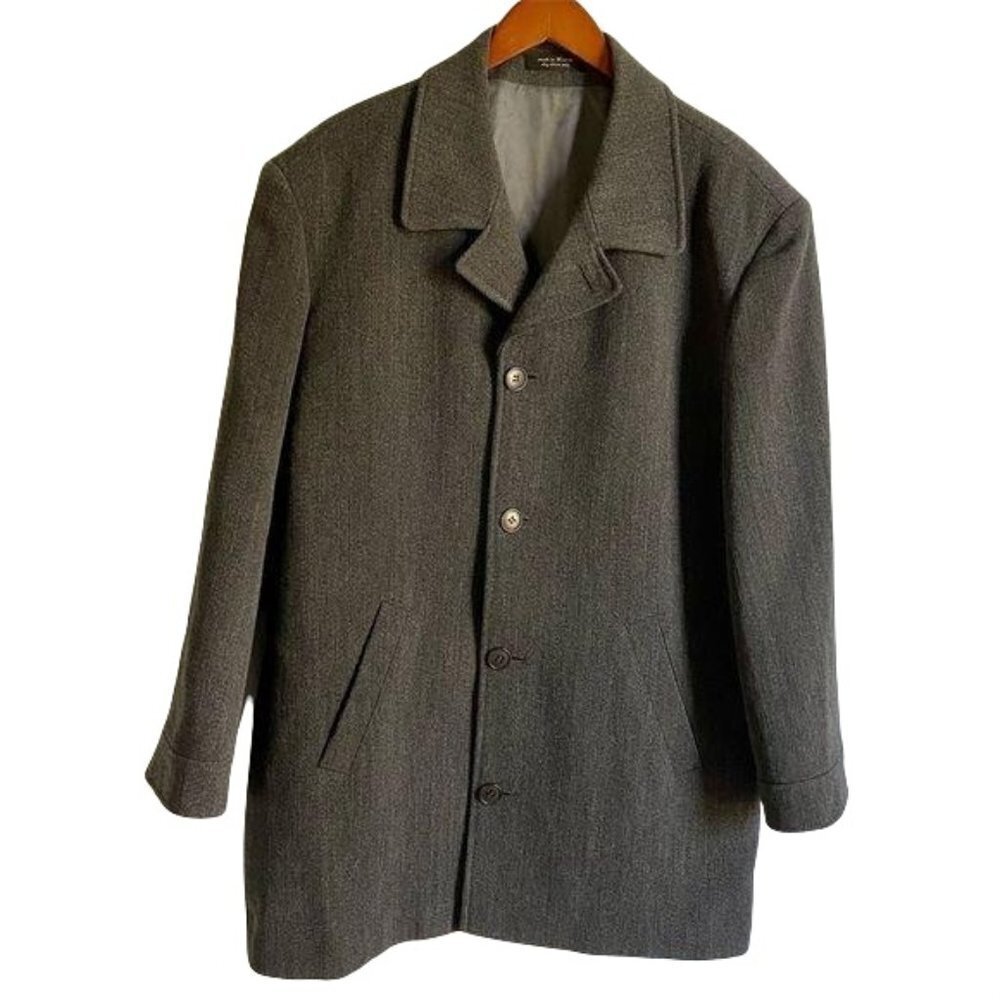 Andrew Fezza Wool Alpaca Gray Coat Mens 42 Short